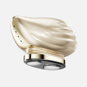 TAFITIE Conch ultrasonic facial device, angled view showing dual metal treatment heads