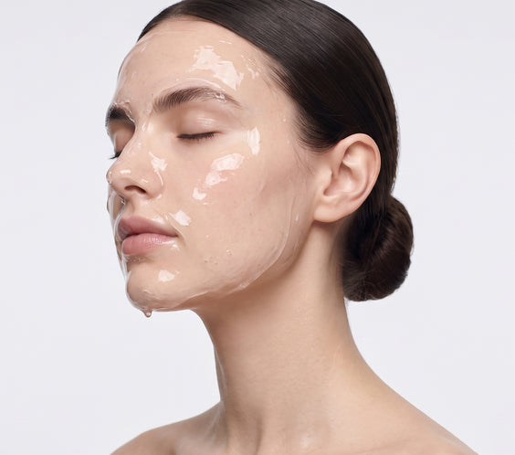 Woman with conductive gel applied across her face