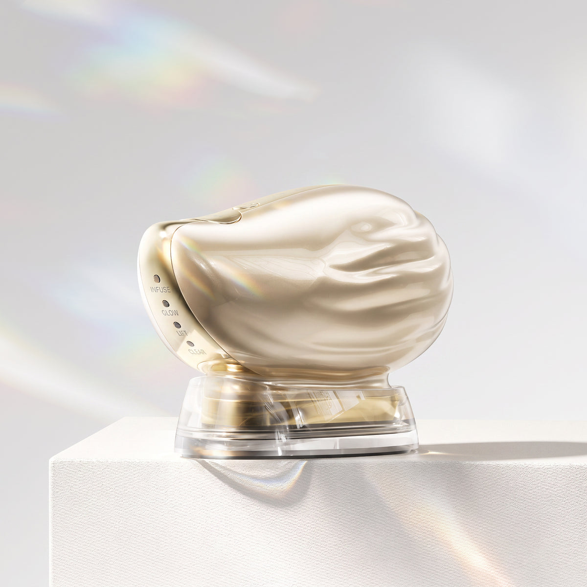 TAFITIE Conch facial device on charging base displayed on a white pedestal
